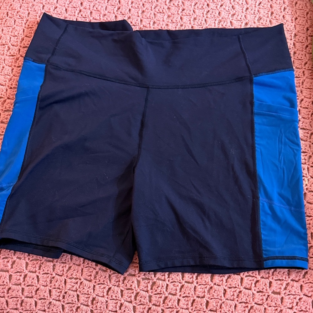 Fabletics Women's Athletic Shorts in Black and Blue